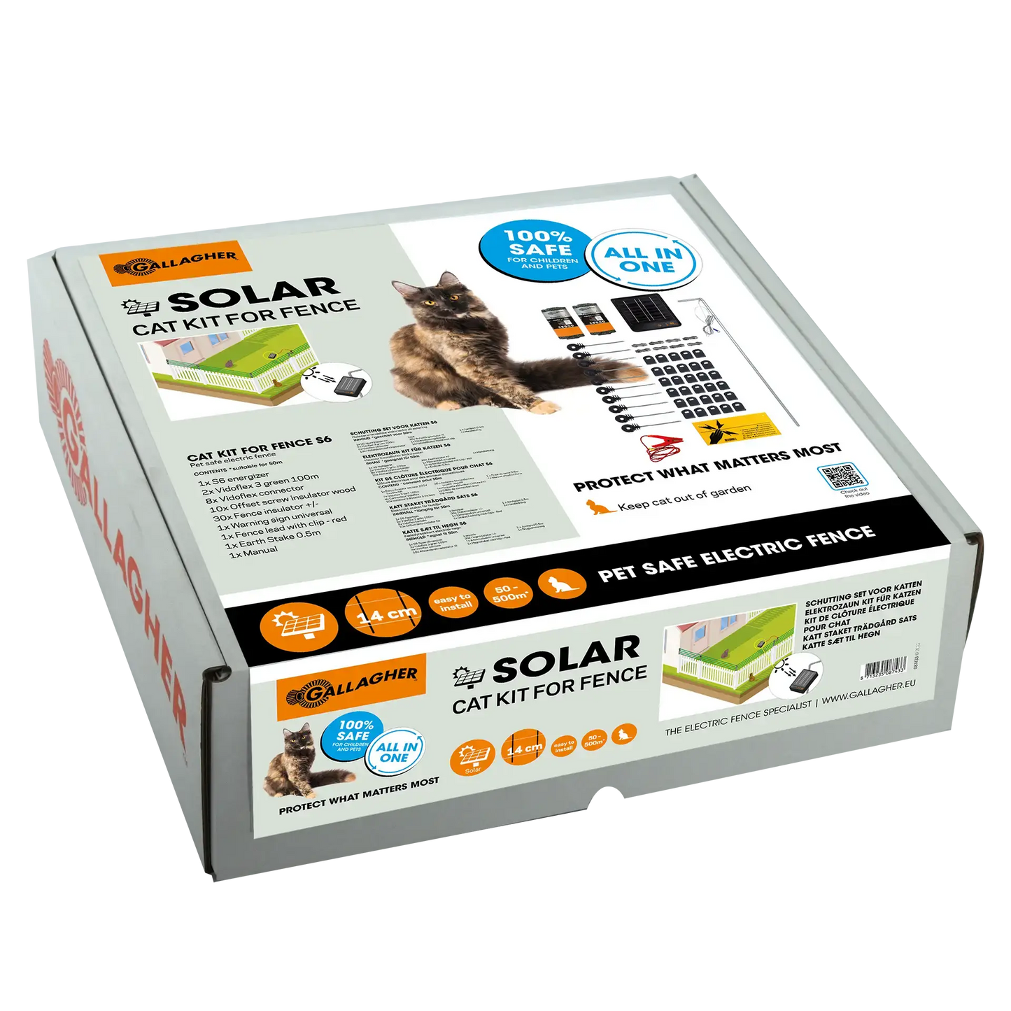 Kit de clôture électrique pour chat S6 Solar