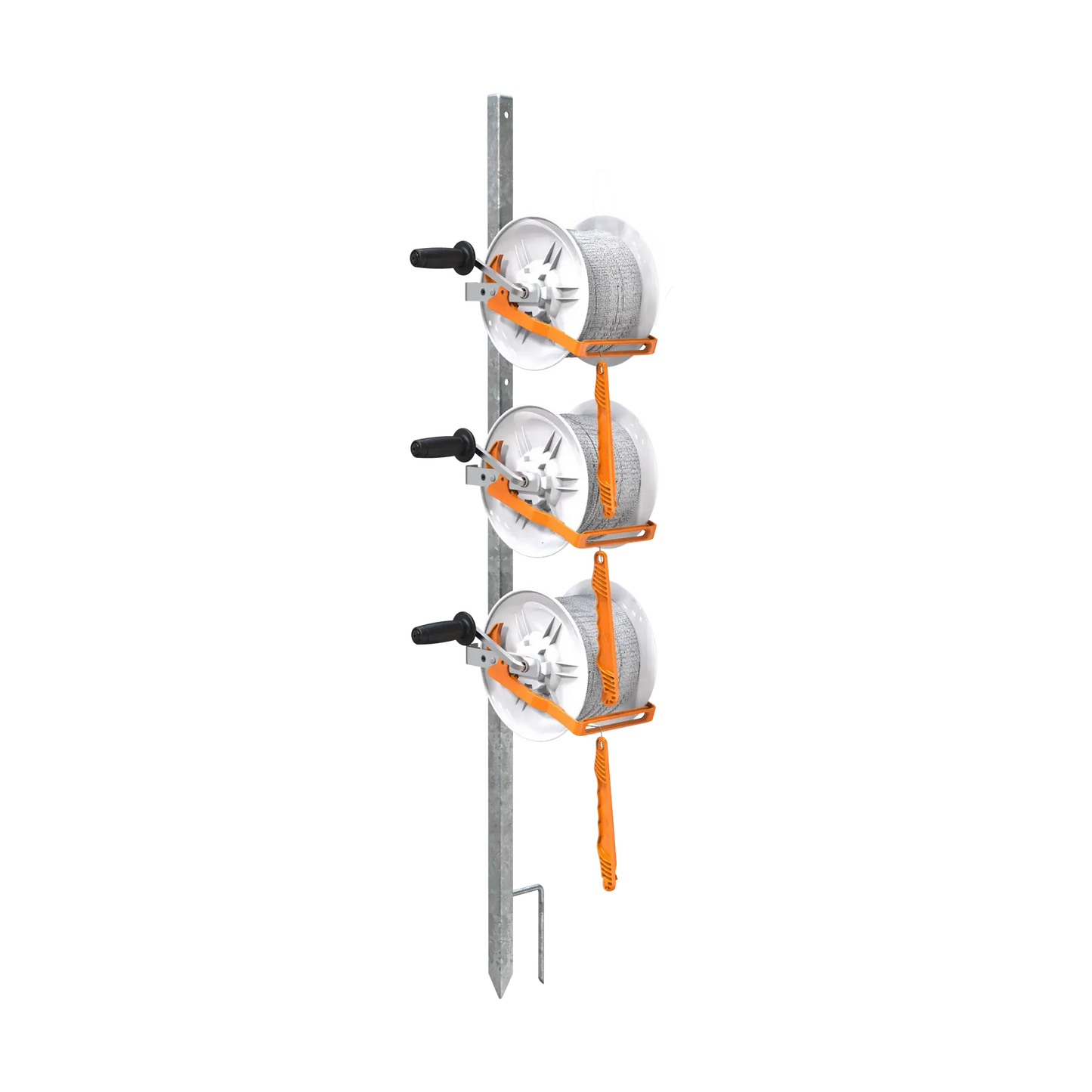 Piquet de coin avec 3 enrouleur démultiplié et cordon fil synthétique Vidoflex