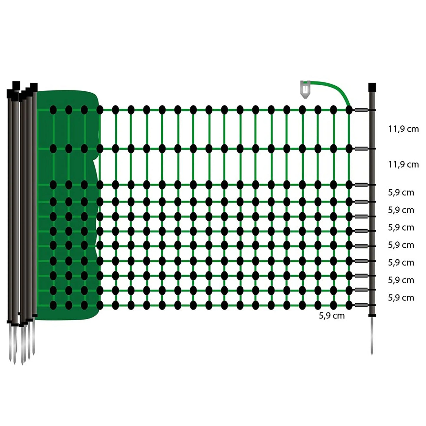 Filet lapins-/hobby, vert, pointe simple, 65cm, 50m