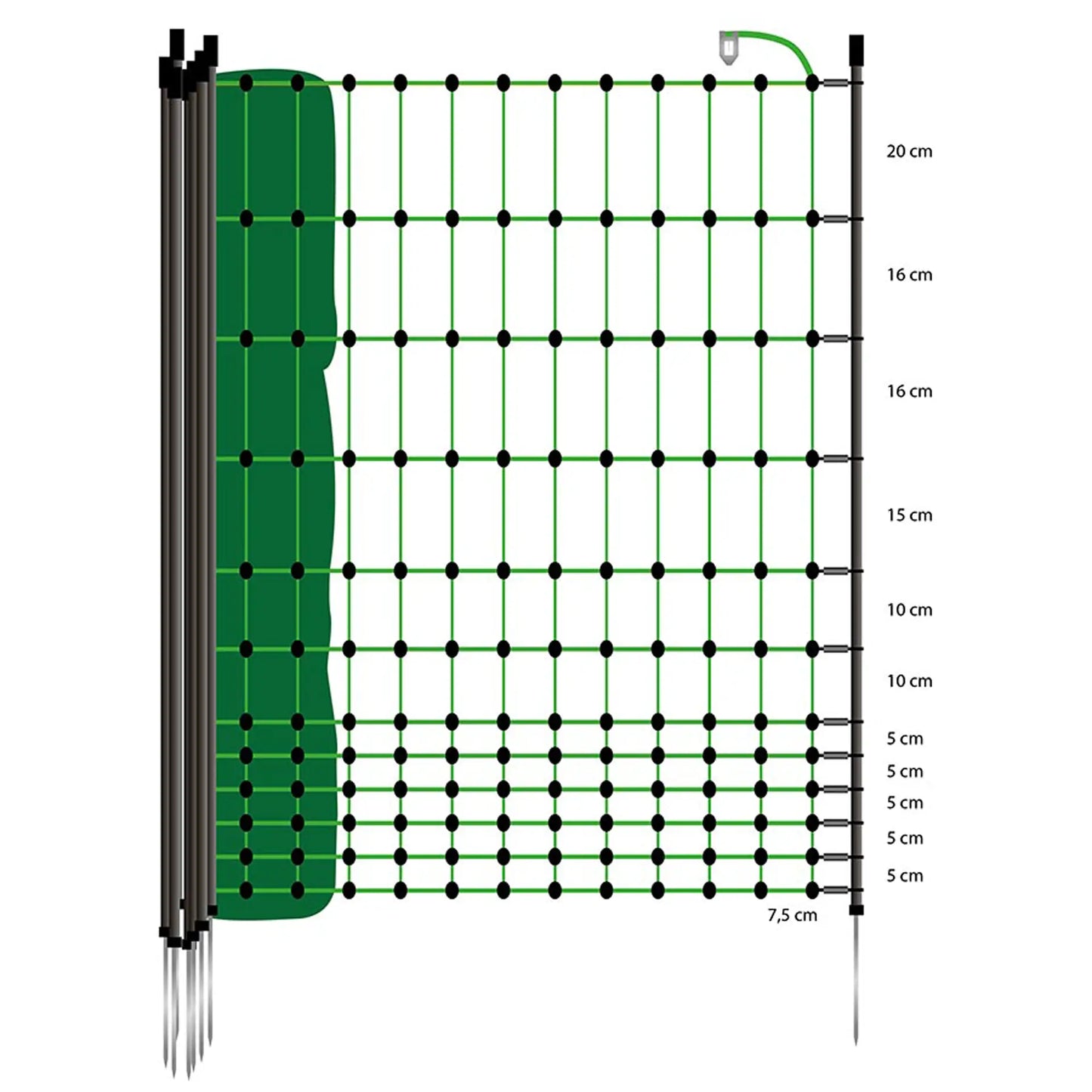 Filet volaille 50m, pointe simple, 112cm (vert)