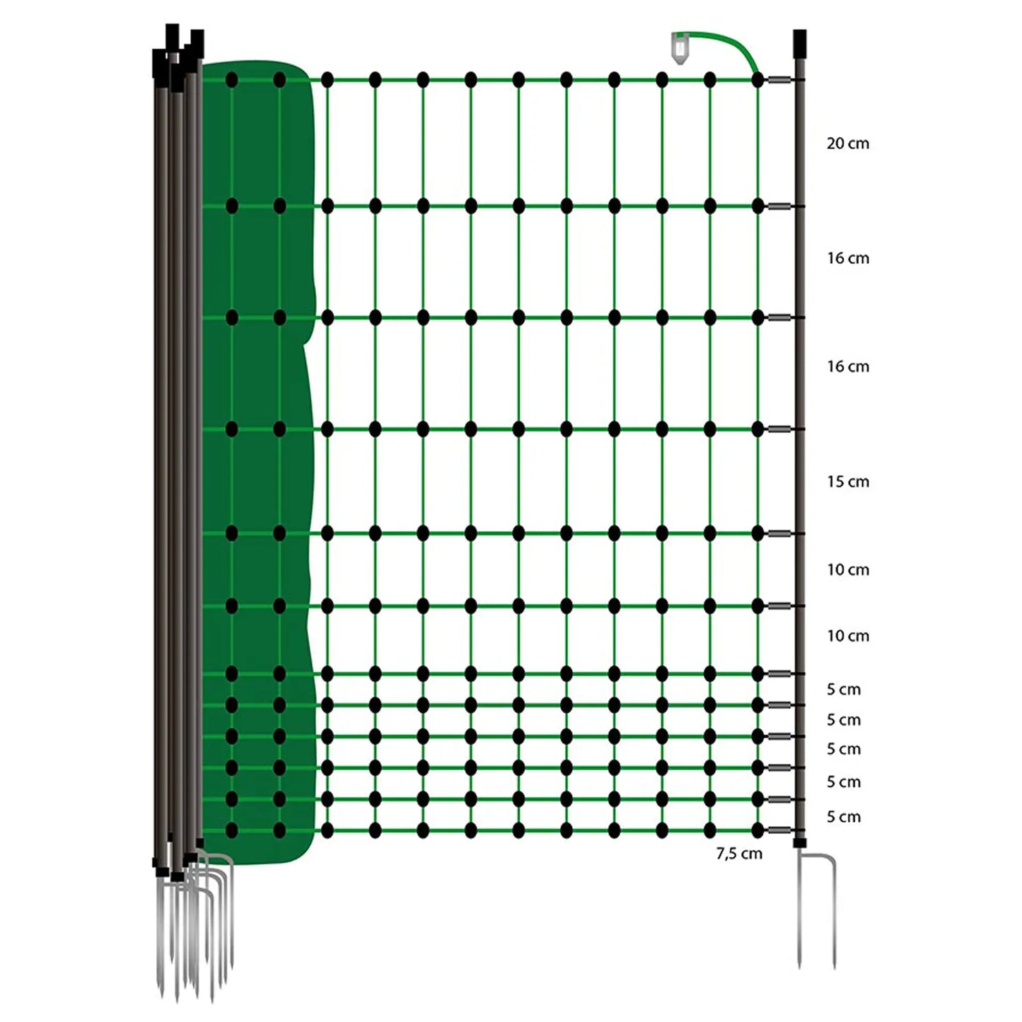Filet volaille 50m, double pointe, 112 cm (vert)