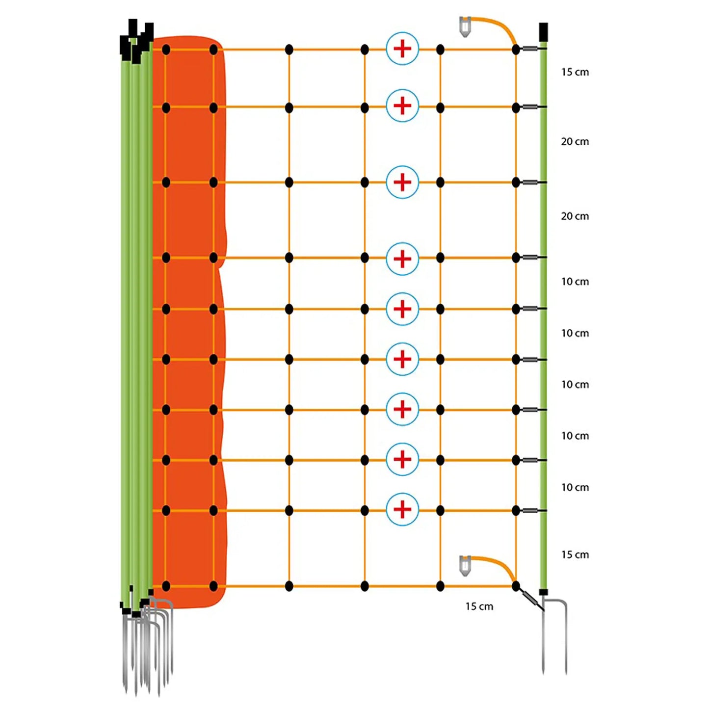 Filet de loup, 50m, double pointe, 120cm (orange)