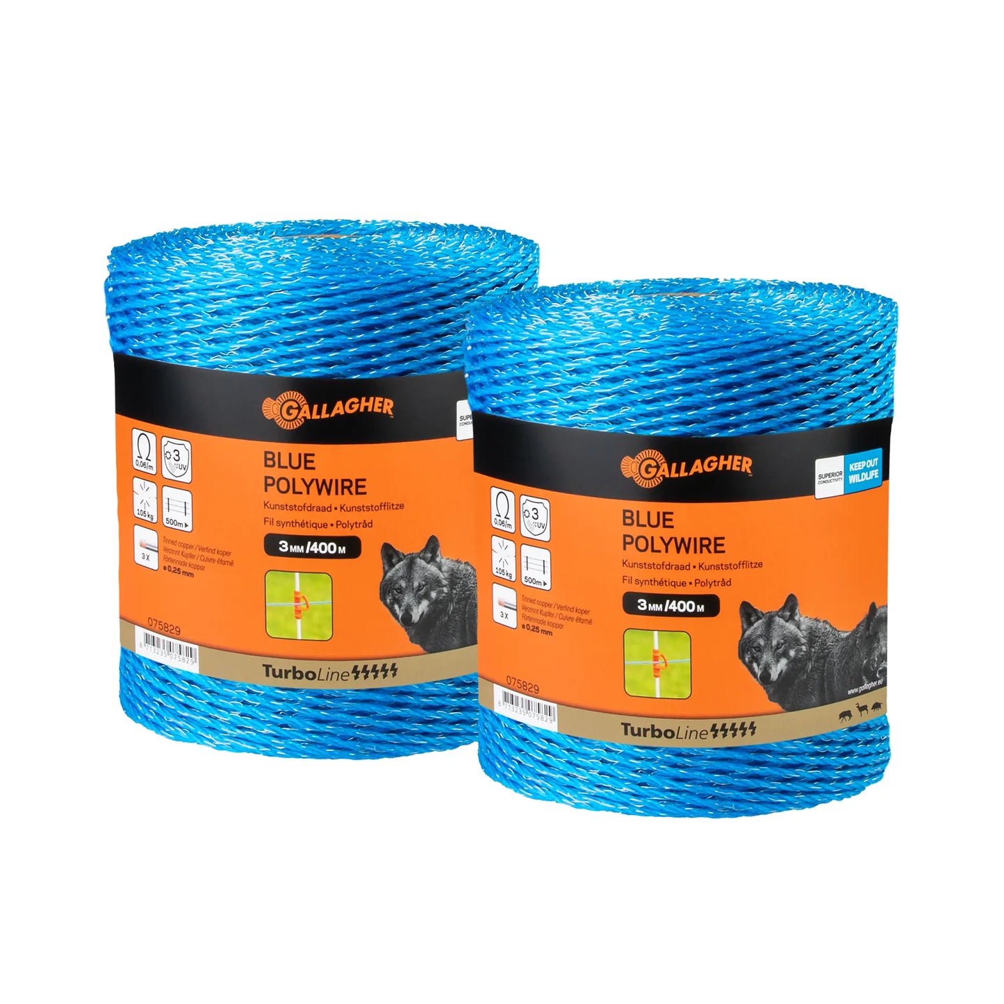 Paquet DUO TurboLine Fil clôture électrique (bleu, 2x400 mètre)