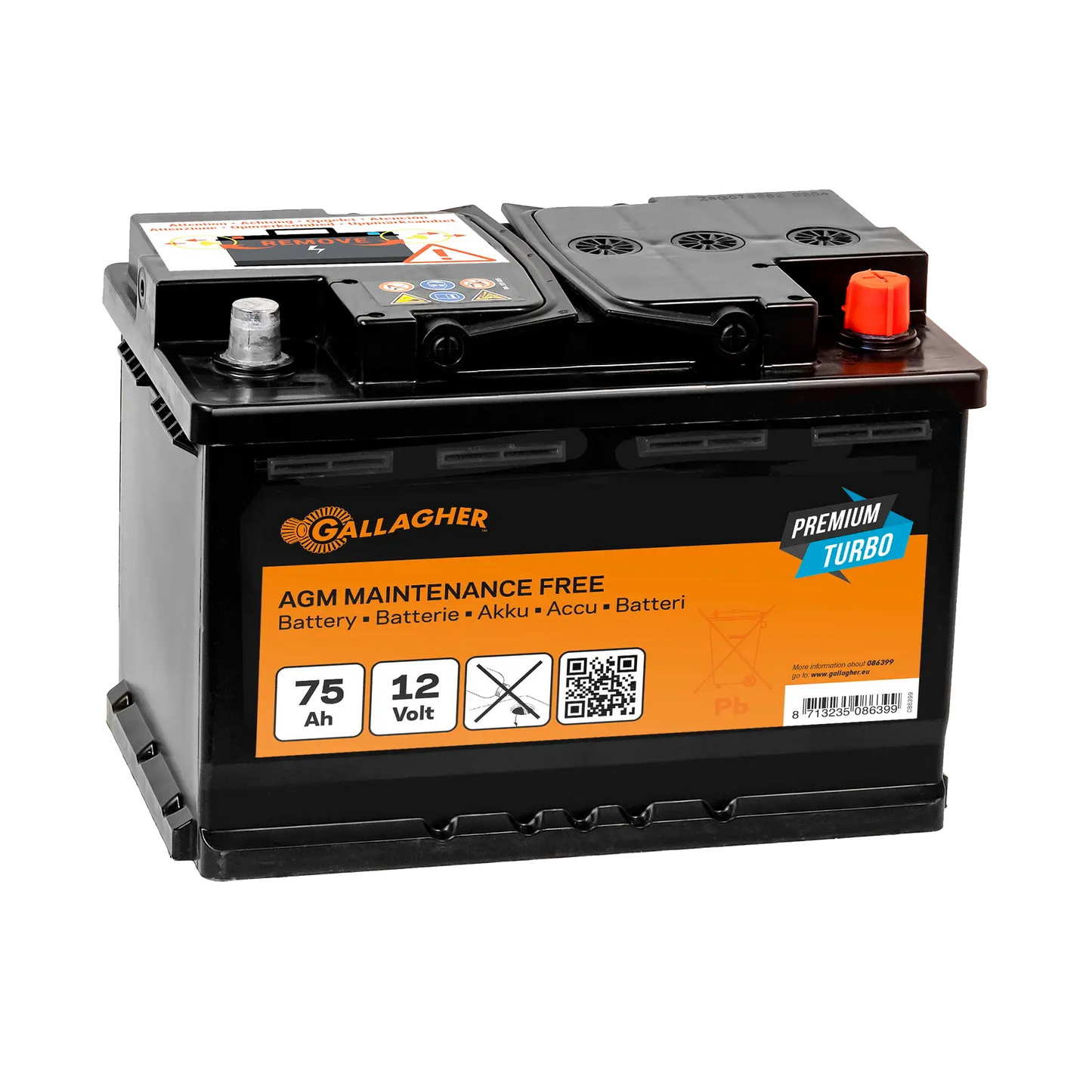 Premium Turbo Batterie AGM 12 V/75 Ah - 278 x 175 x 190