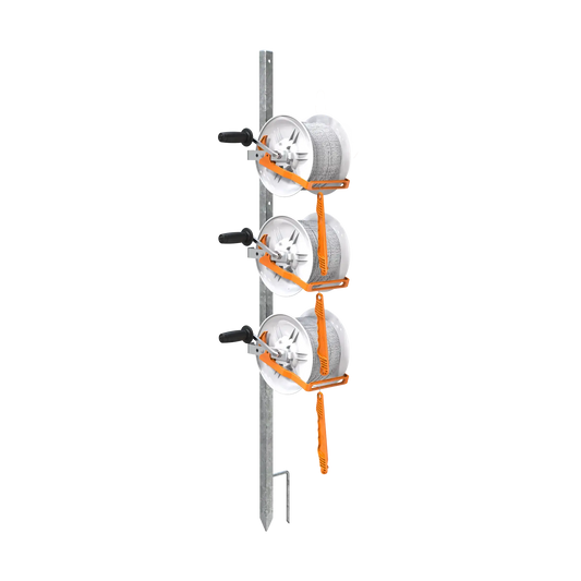 Piquet de coin avec 3 enrouleur démultiplié et cordon  fil synthétique Vidoflex
